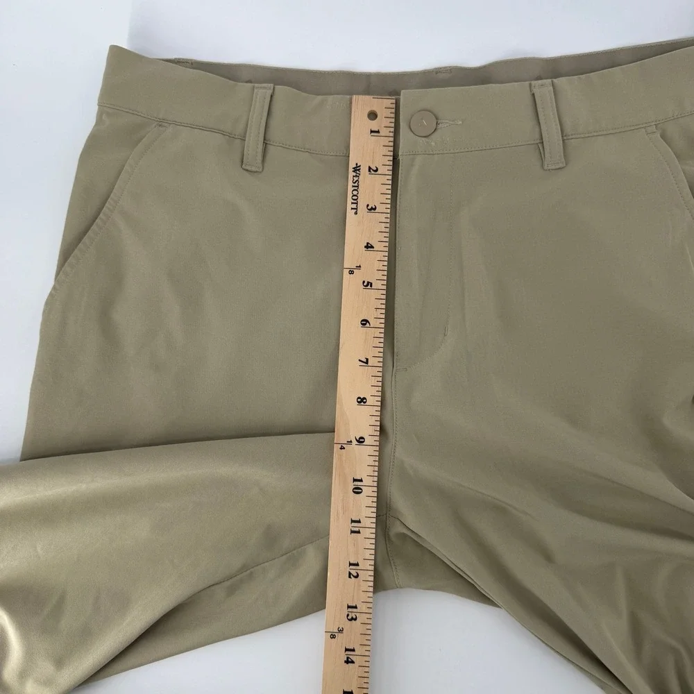 Adidas Golf Pants Mens 32x32 Khaki Tan Performance Stretch Flat Front Trousers